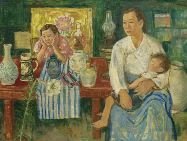 임군홍, 가족, 1950년_캔버스에 유화물감_ 96×126.5cm, 유족소장