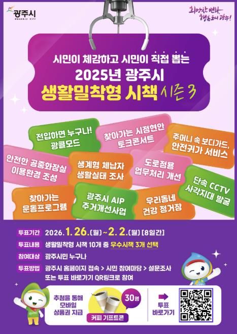 광주시, ‘2025년 생활밀착형 우수 시책’ 시민 온라인 투표 실시