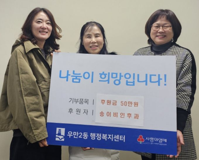 수원시 팔달구 우만2동, 송이비인후과의 정기적 후원금으로 이웃사랑 실천